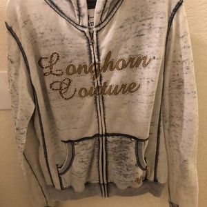 University of Texas Rhinestone Longhorn Zip-Up Hoodie Jacket-Size Medium